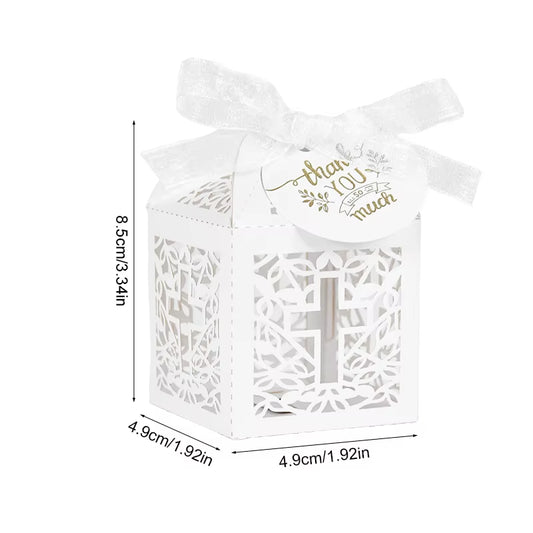 20/50Pcs Christening Favors Candy Box Gift Packaging Box with Thank You Tag Kids Birthday Party First Communion Baptism Supplies