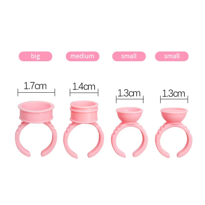 100Pcs/Set Eyelash Extension Glue Rings Glue Holder Tool Kit Set Professional Makeup Disposable Adhesive Eyelash