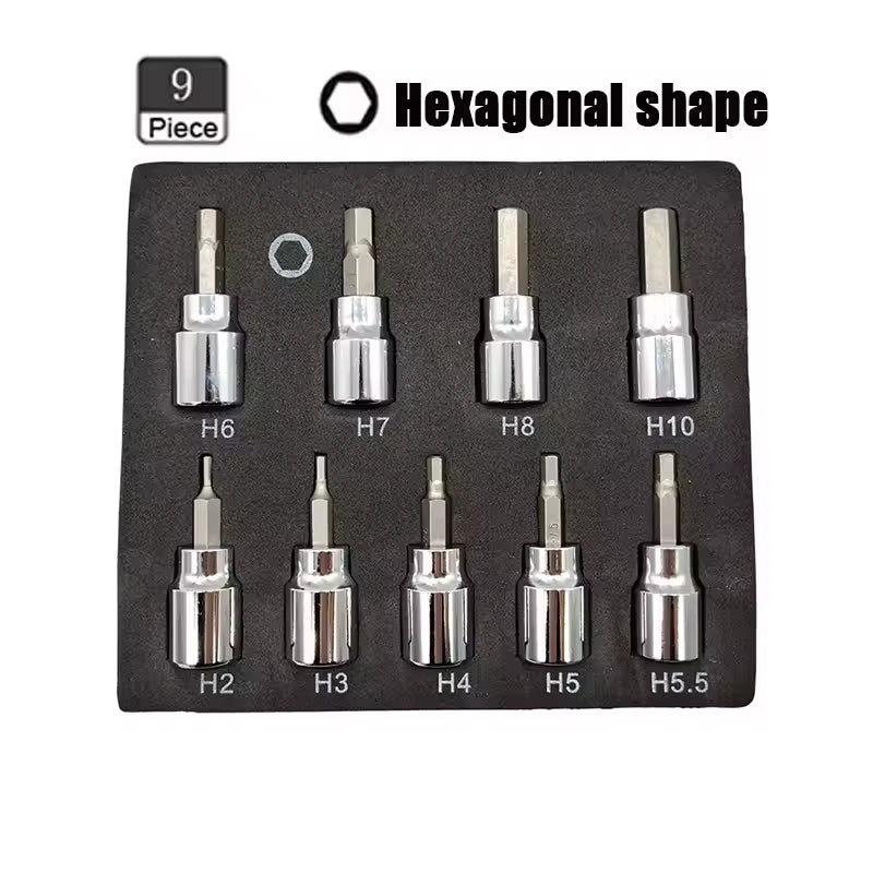 3/8 Inch Hex Bit Socket Set Sturdy Allen Key Sockets Professional 3/8Inch Drive Drill Metric Tools Kit Durable Impact Socket Set
