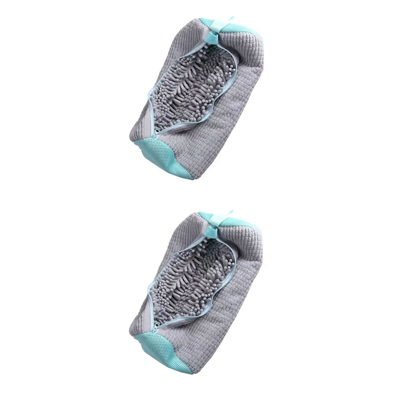 2Pcs Shoe Washing Bag Washing Machine Laundry Bags Closure Shoes Cleaning Bag Fluffy Fibers Sneaker Protector Laundry Drying Bag