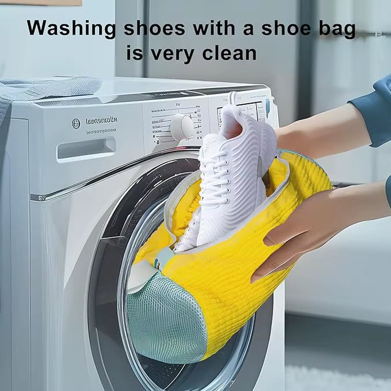 2Pcs Shoe Washing Bag Washing Machine Laundry Bags Closure Shoes Cleaning Bag Fluffy Fibers Sneaker Protector Laundry Drying Bag